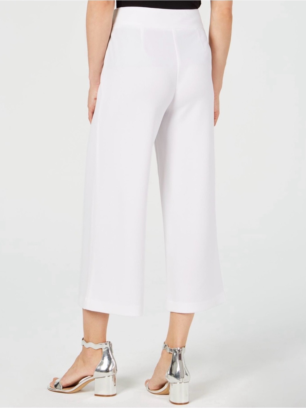 INC Mid Rise Wide Leg Cropped Pants Culottes White NWT Size 14 - Picture 2 of 15